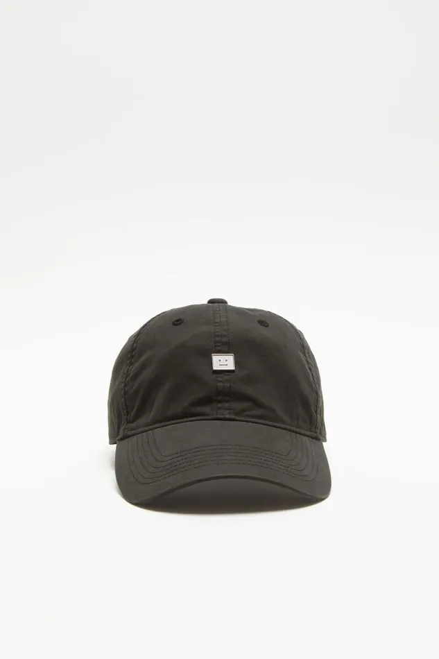 Acne Studios Metal Face Patch Cap Black Women Face Collection