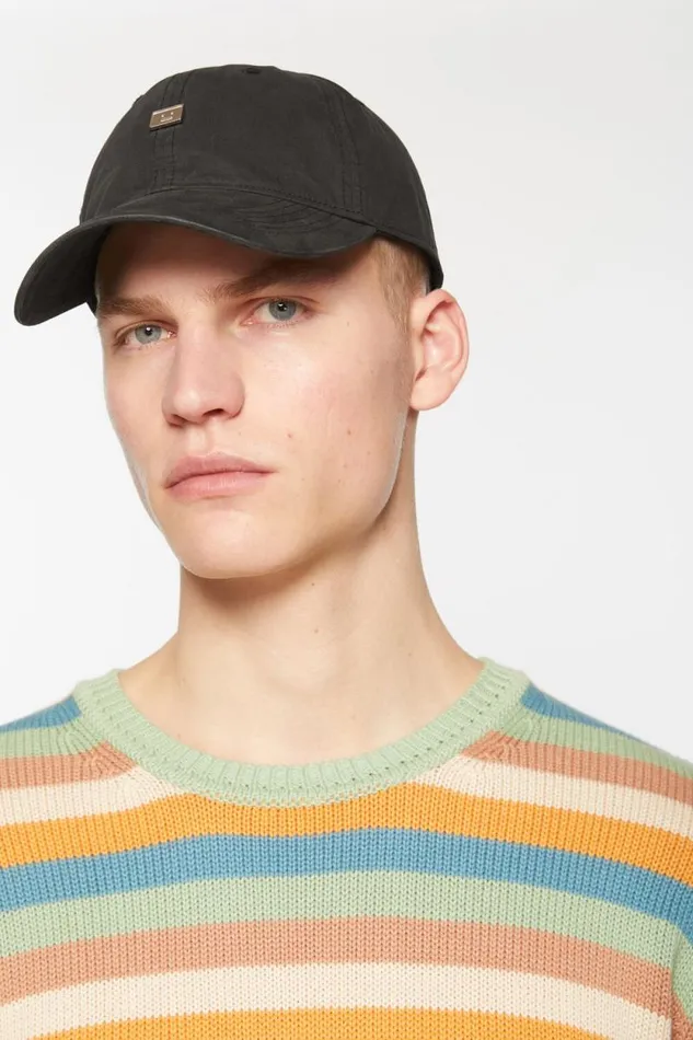 Acne Studios Metal Face Patch Cap Black Women Face Collection Acne Studios Metal Face Patch Cap Black Women Face Collection