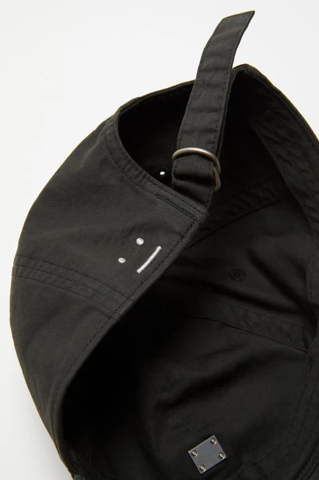 Acne Studios Metal Face Patch Cap Black Women Face Collection Acne Studios Metal Face Patch Cap Black Women Face Collection