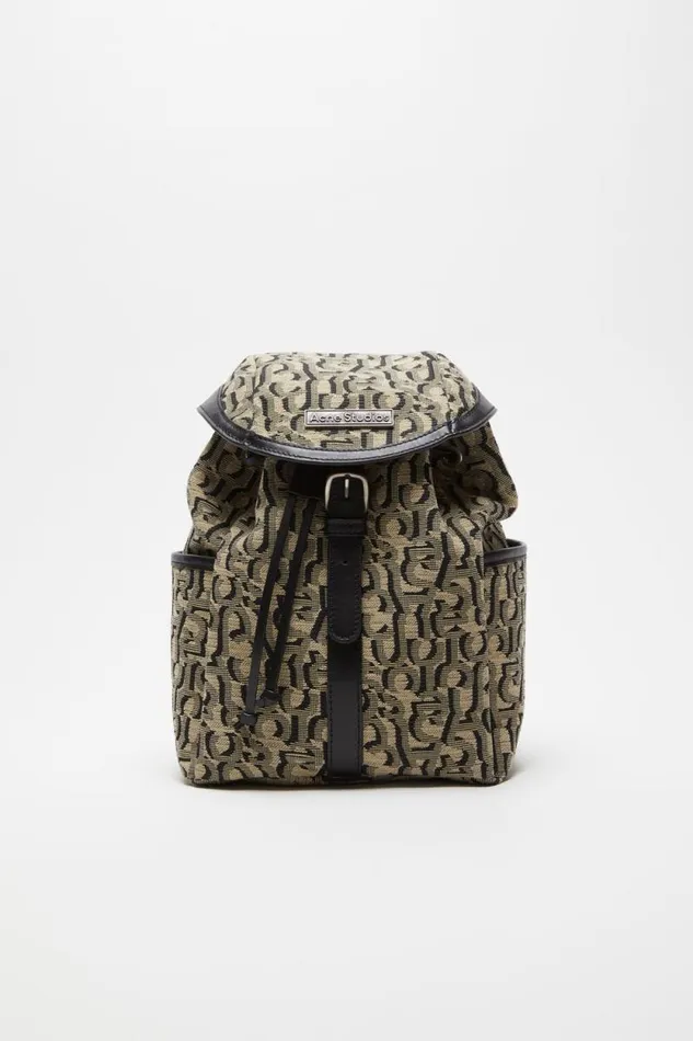 Acne Studios Mini Backpack Monogram Beigeblack Men Bags