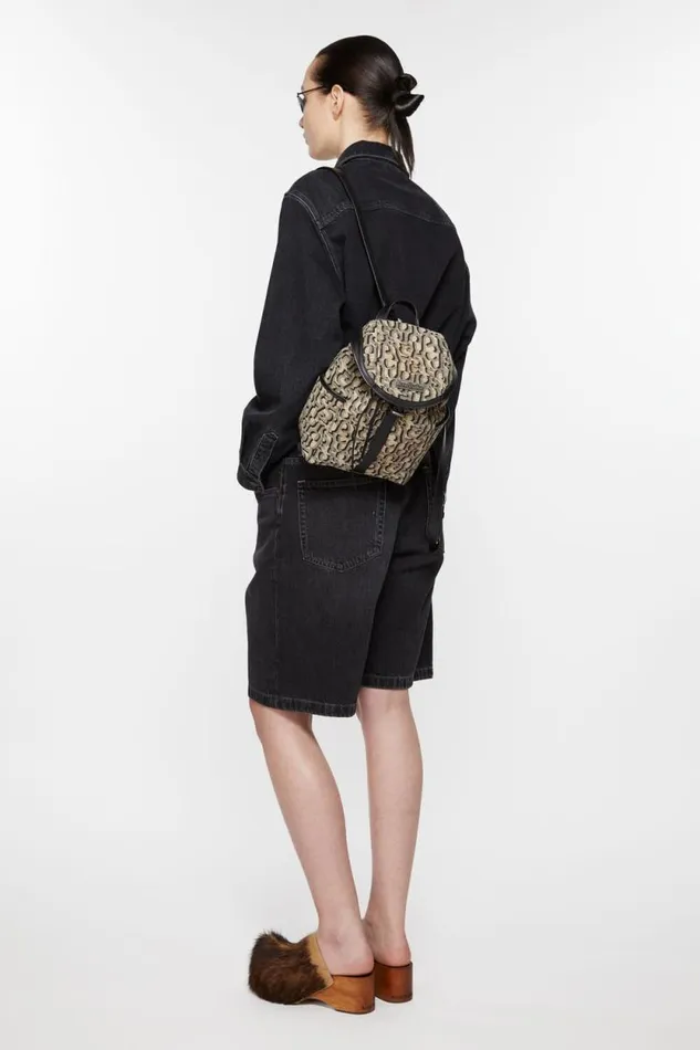 Acne Studios Mini Backpack Monogram Beigeblack Men Bags
