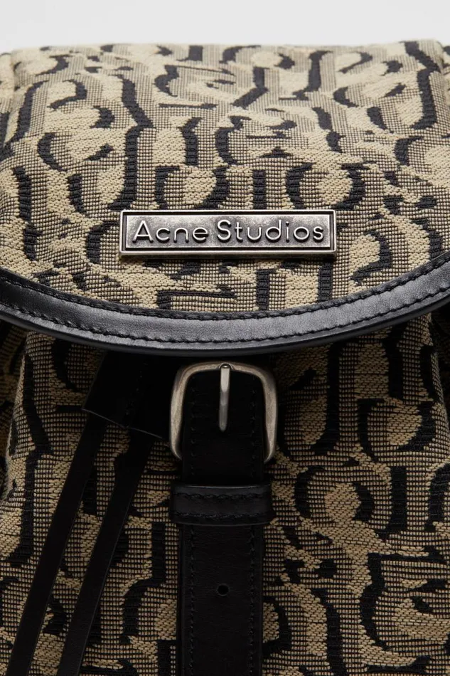 Acne Studios Mini Backpack Monogram Beigeblack Men Bags