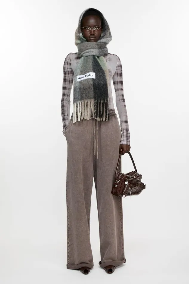Acne Studios Mohair Checked Scarf Greengreyblack Women Scarves Acne Studios Mohair Checked Scarf Greengreyblack Women Scarves