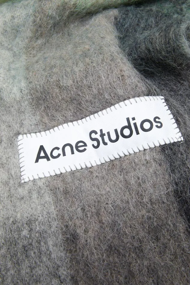Acne Studios Mohair Checked Scarf Greengreyblack Women Scarves Acne Studios Mohair Checked Scarf Greengreyblack Women Scarves