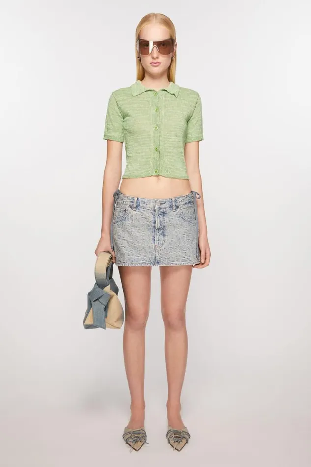 Acne Studios Monogram Denim Mini Skirt Bluebeige Women Skirts
