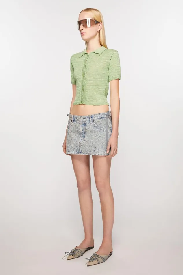 Acne Studios Monogram Denim Mini Skirt Bluebeige Women Skirts