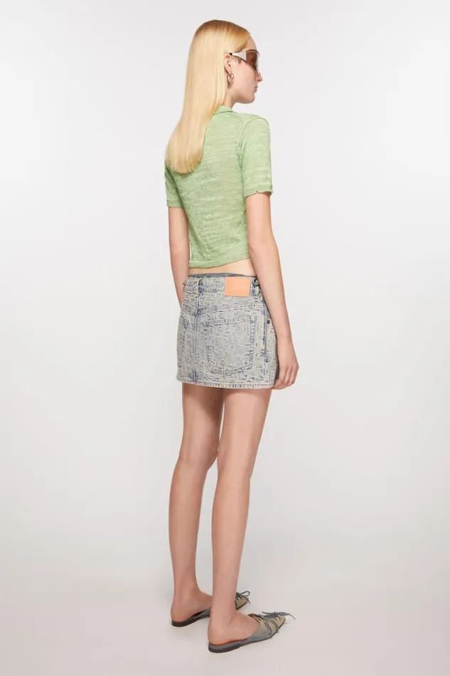 Acne Studios Monogram Denim Mini Skirt Bluebeige Women Skirts