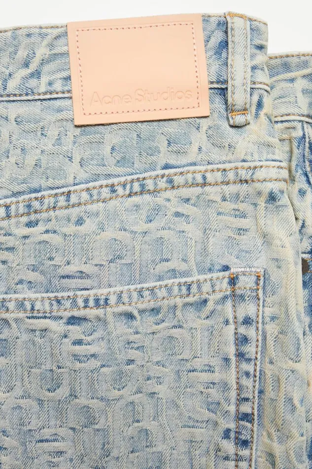 Acne Studios Monogram Denim Mini Skirt Bluebeige Women Skirts