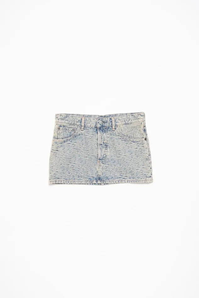 Acne Studios Monogram Denim Mini Skirt Bluebeige Women Skirts
