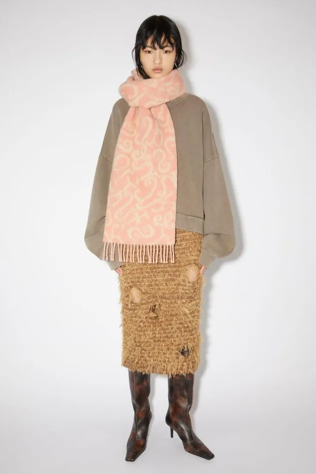 Acne Studios Monogram Jacquard Scarf Pinklight Pink Women Scarves