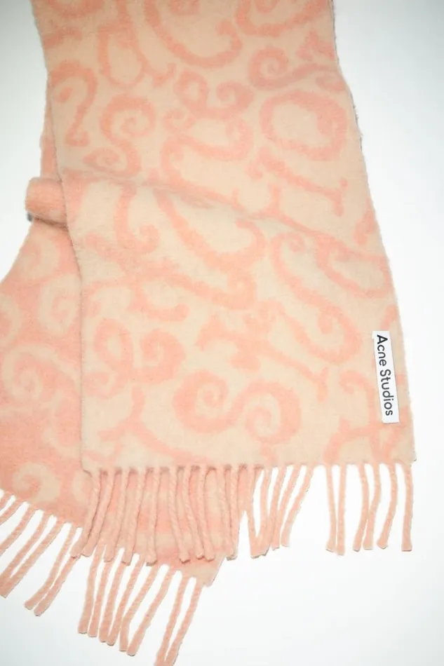 Acne Studios Monogram Jacquard Scarf Pinklight Pink Women Scarves