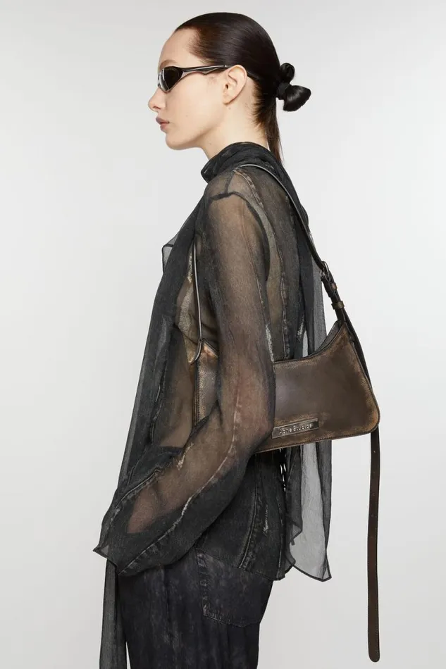 Acne Studios Platt Mini Shoulder Bag Dark Brownbeige Men Bags Acne Studios Platt Mini Shoulder Bag Dark Brownbeige Men Bags