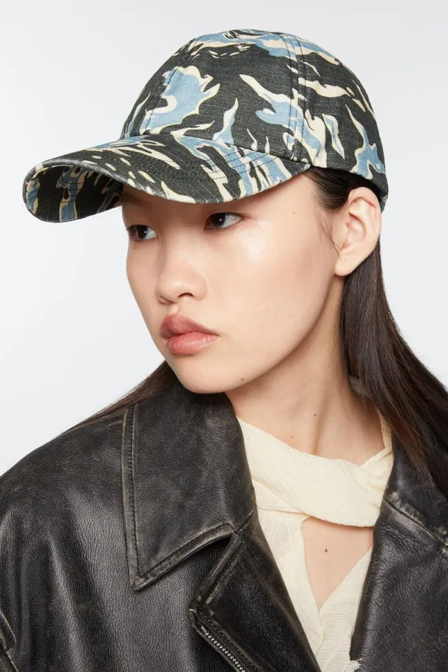 Acne Studios Printed Cap Blackblue Men Hats Acne Studios Printed Cap Blackblue Men Hats