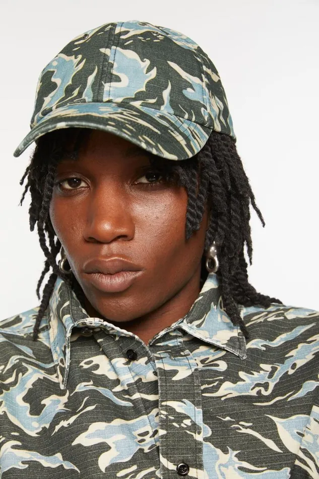 Acne Studios Printed Cap Blackblue Men Hats Acne Studios Printed Cap Blackblue Men Hats