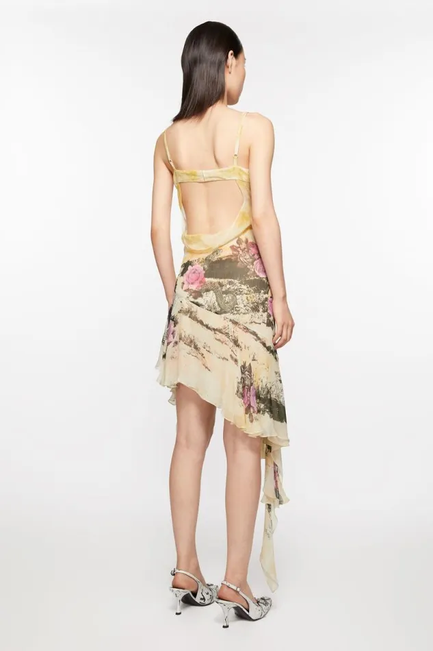 Acne Studios Printed Strap Dress Multi Yellow Women Dresses Acne Studios Printed Strap Dress Multi Yellow Women Dresses