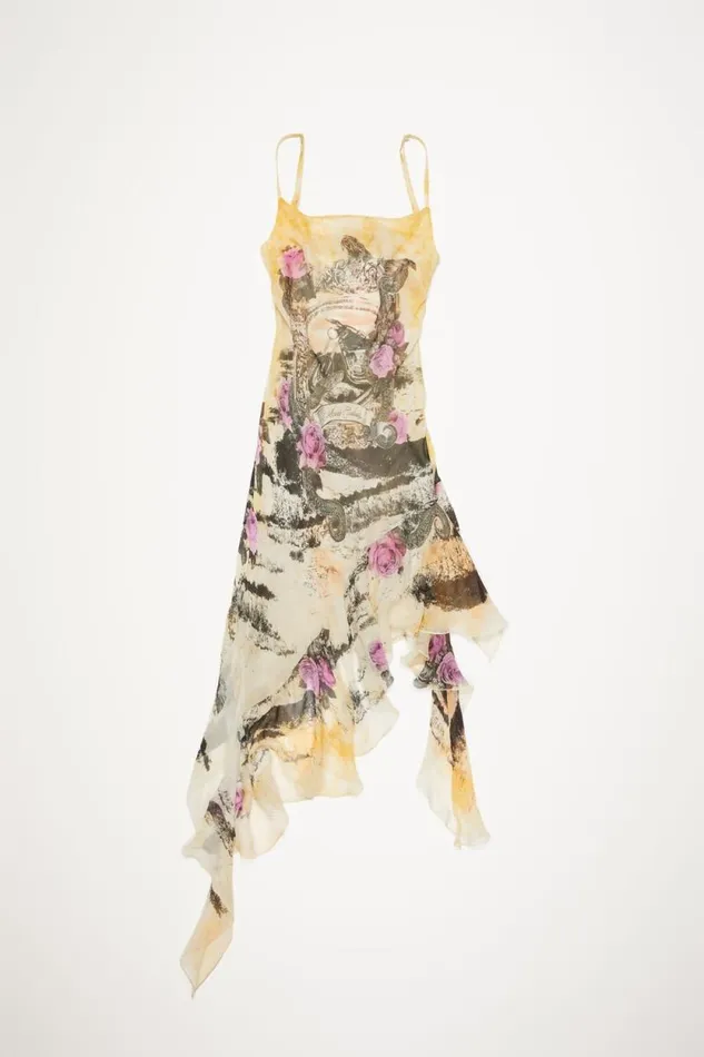 Acne Studios Printed Strap Dress Multi Yellow Women Dresses Acne Studios Printed Strap Dress Multi Yellow Women Dresses
