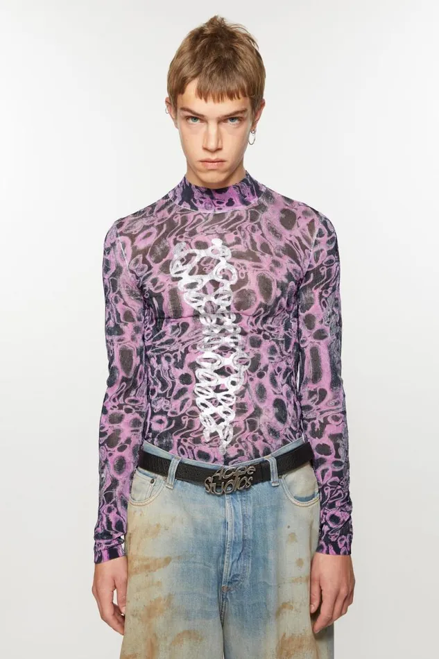 Acne Studios Printed Sweater Orchid Purplemulti Men Knitwear