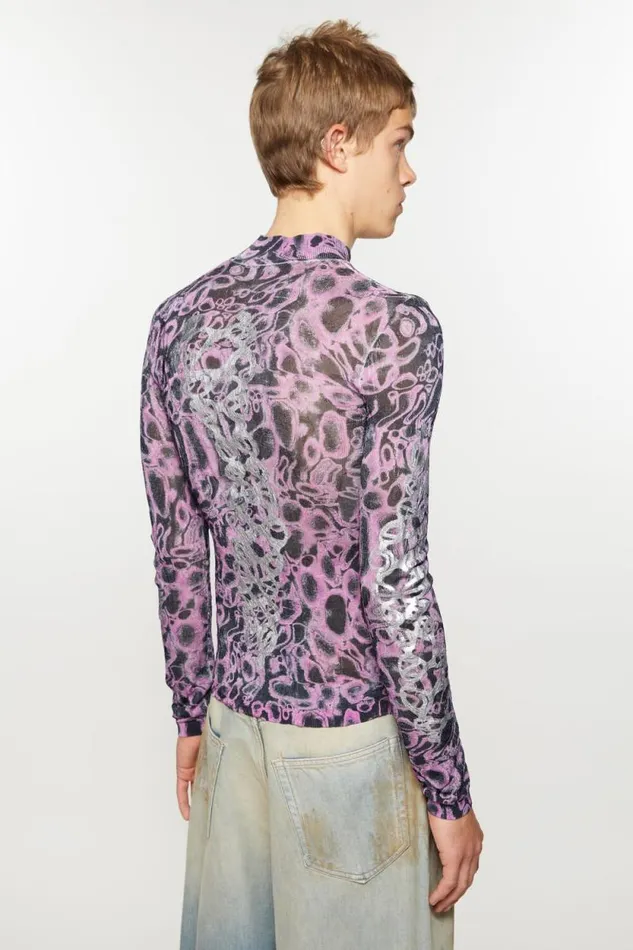 Acne Studios Printed Sweater Orchid Purplemulti Men Knitwear