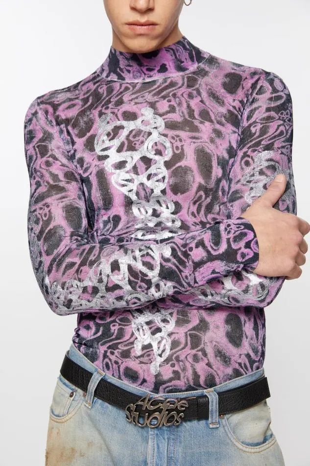 Acne Studios Printed Sweater Orchid Purplemulti Men Knitwear