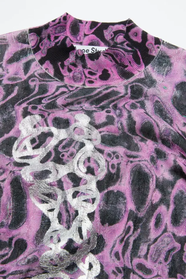 Acne Studios Printed Sweater Orchid Purplemulti Men Knitwear