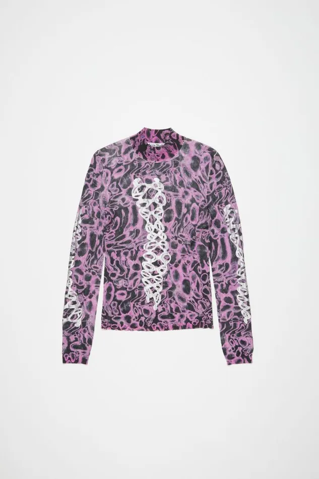 Acne Studios Printed Sweater Orchid Purplemulti Men Knitwear