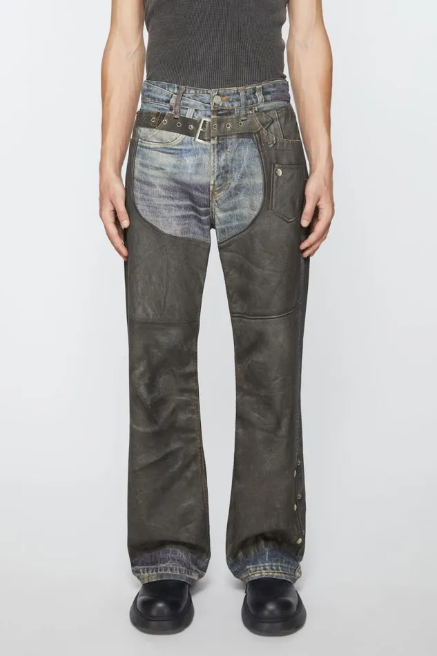 Acne Studios Printed Trousers Blueblack Men Jeans