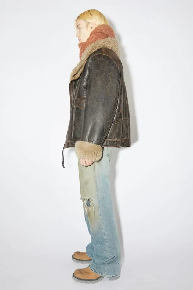Acne Studios Shearling Jacket Brownbeige Men Outerwear