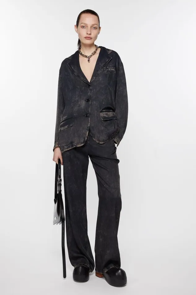 Acne Studios Single Breasted Jacket Blackbeige Women Suit Jackets Acne Studios Single Breasted Jacket Blackbeige Women Suit Jackets