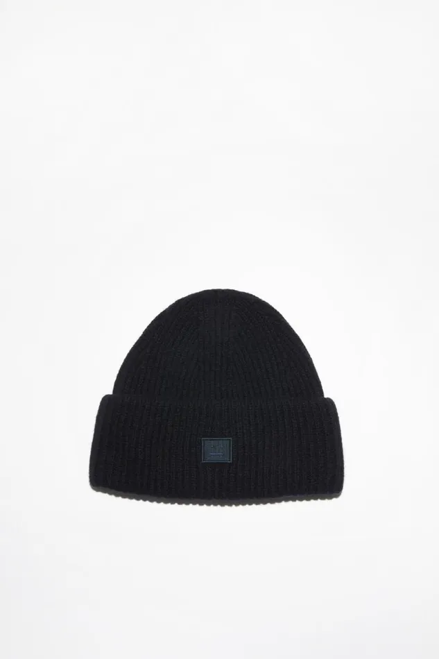 Acne Studios Small Face Logo Beanie Black Women Hats
