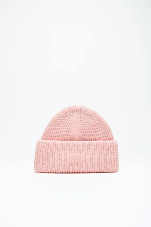 Acne Studios Small Face Logo Beanie Faded Pink Melange Women Hats