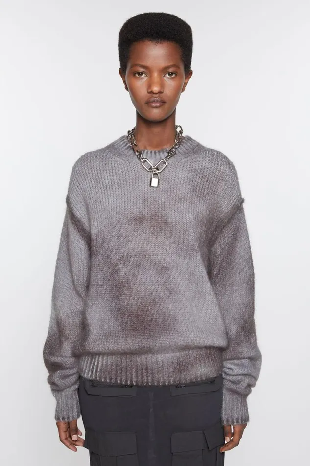 Acne Studios Sprayed Knit Jumper Anthracite Grey Women Knitwear