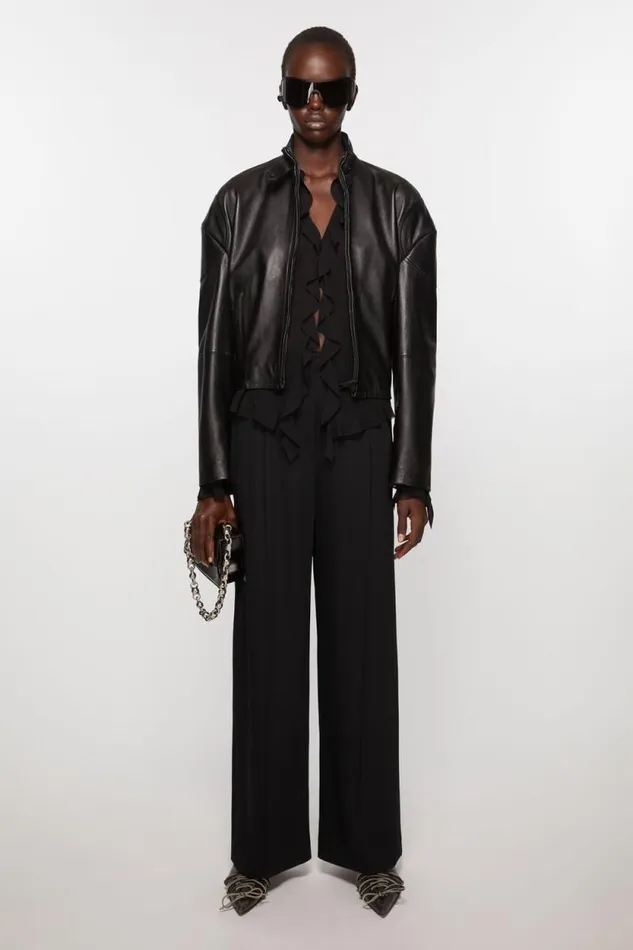 Acne Studios Tailored Wool Blend Trousers Black Women Trousers