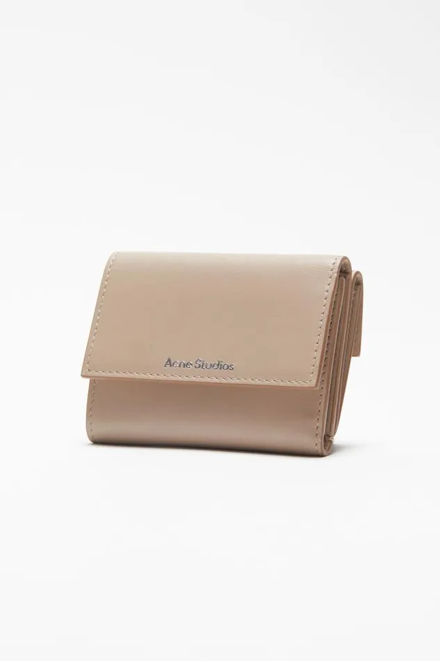 Acne Studios Trifold Leather Wallet Taupe Beige Women Small Leather Goods