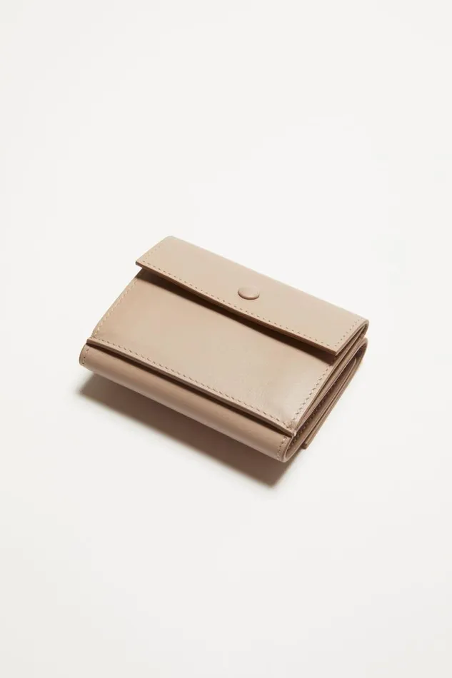 Acne Studios Trifold Leather Wallet Taupe Beige Women Small Leather Goods