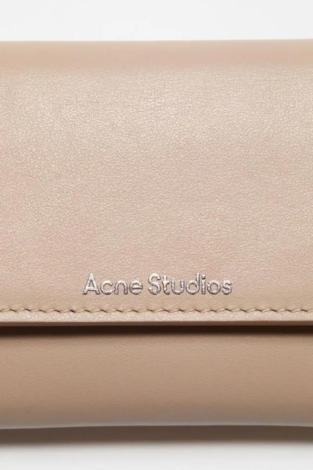 Acne Studios Trifold Leather Wallet Taupe Beige Women Small Leather Goods