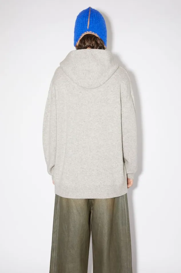 Acne Studios Wool Cashmere Hoodie Light Grey Melange Men Knitwear