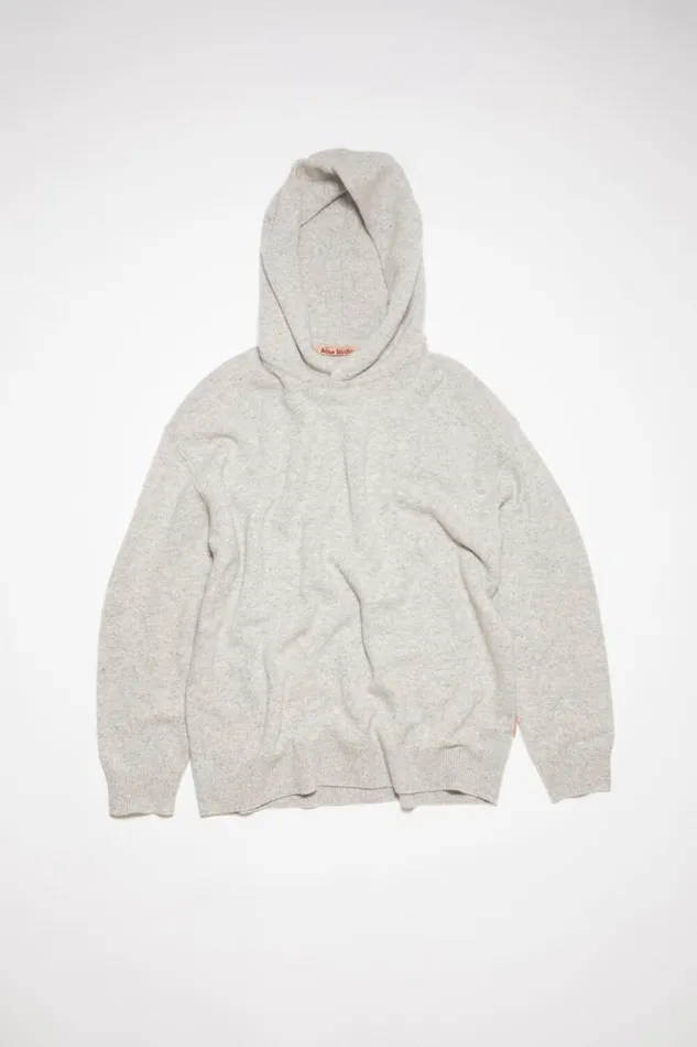 Acne Studios Wool Cashmere Hoodie Light Grey Melange Men Knitwear