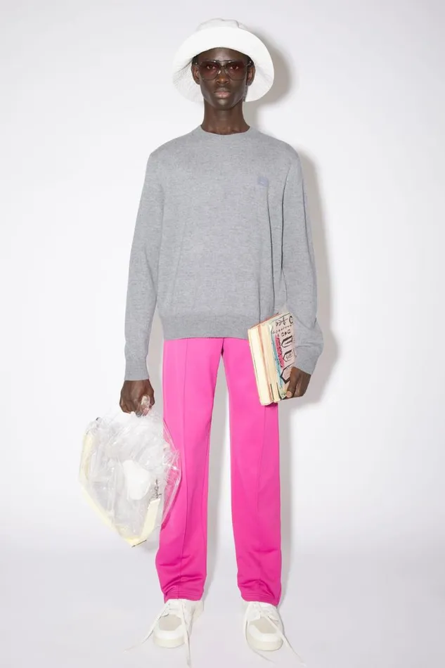Acne Studios Wool Crew Neck Sweater Grey Melange Women Knitwear