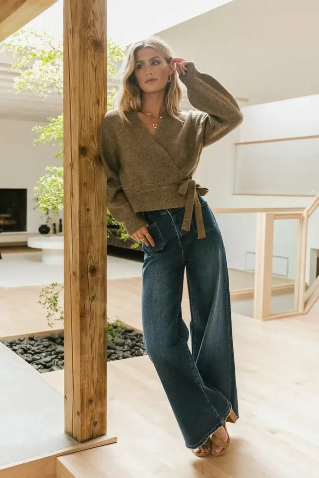 Addie Wrap Cardigan In Mocha Mocha Women Bohme Tops