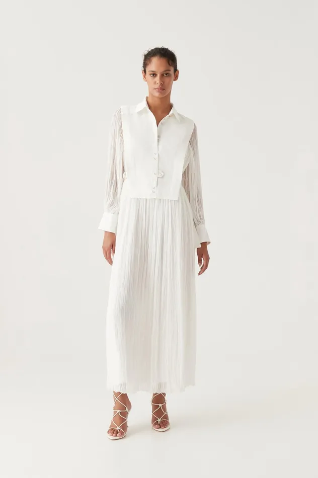 Aeriel Bib Front Maxi Dress Ivory Women Aje Maxi Dresses