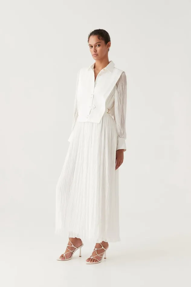 Aeriel Bib Front Maxi Dress Ivory Women Aje Maxi Dresses
