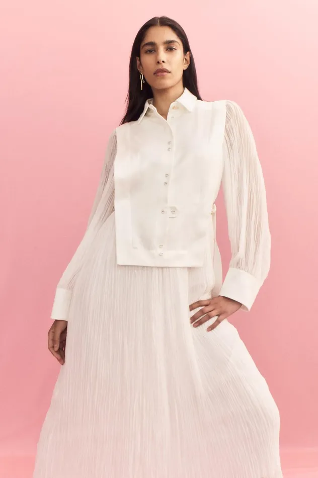 Aeriel Bib Front Maxi Dress Ivory Women Aje Maxi Dresses