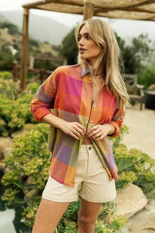 Agnes Button Up Magenta Women Bohme Tops