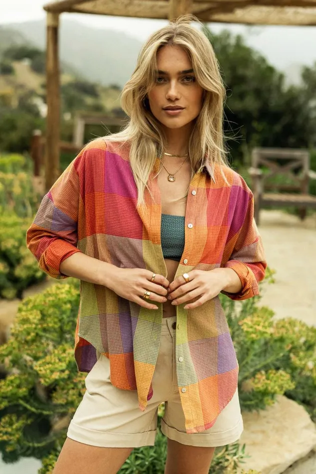 Agnes Button Up Magenta Women Bohme Tops