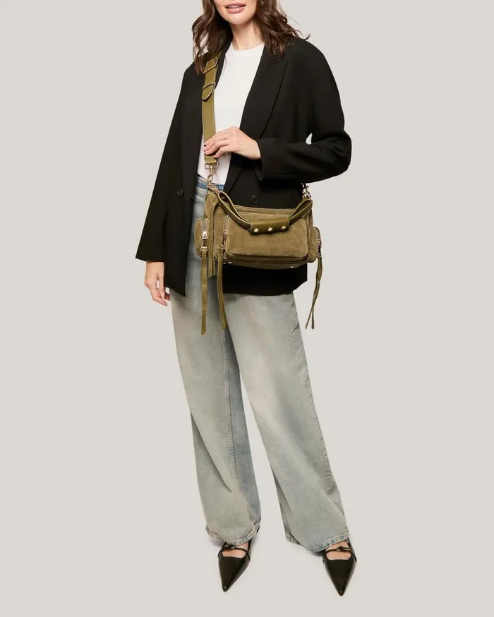 Aimee Kestenberg Shoulder Bags Women Away We Go Convertible Shoulder Kelp Suede