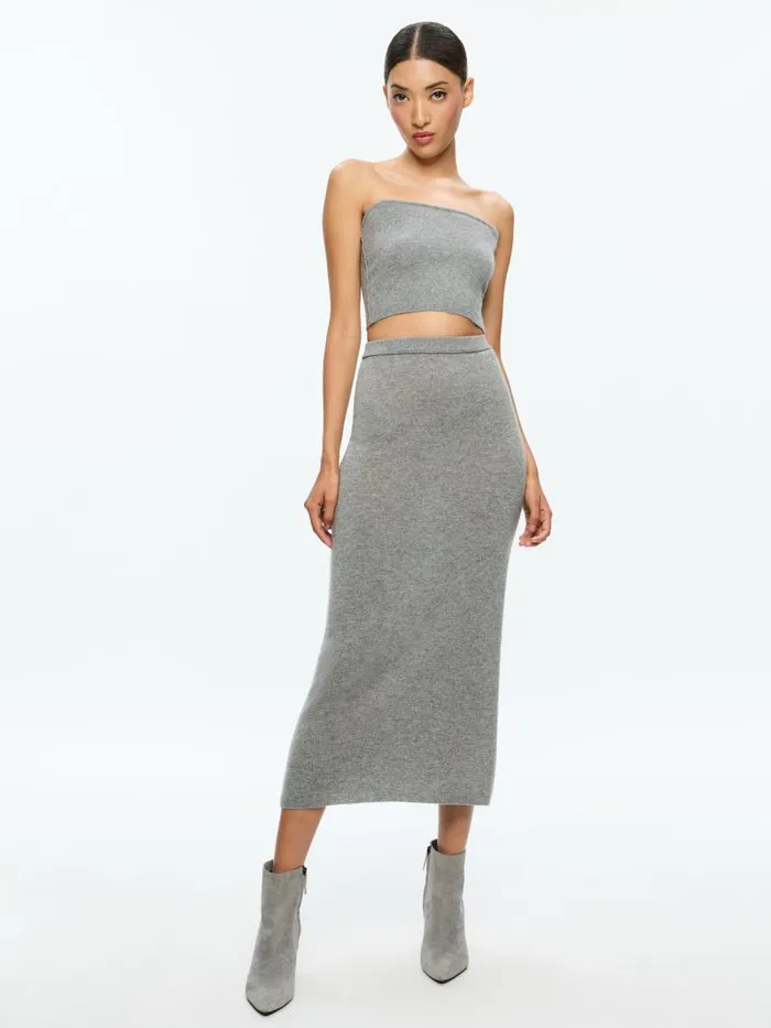 Alice Olivia ALISON KNIT TANK WITH DETACHABLE STRAPS Medium Heather Grey Women Tops