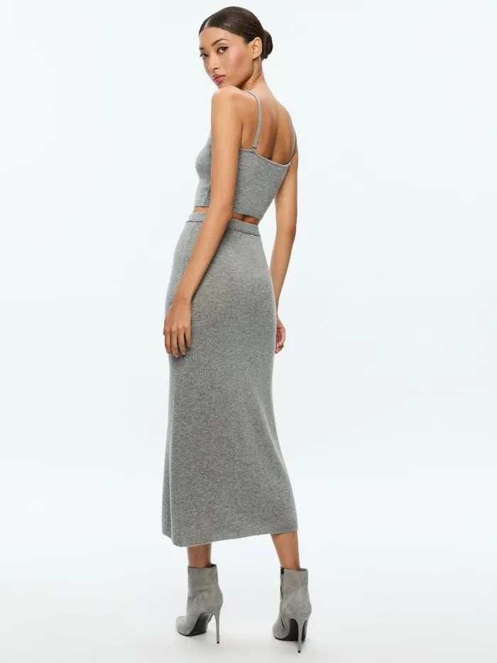 Alice Olivia ALISON KNIT TANK WITH DETACHABLE STRAPS Medium Heather Grey Women Tops