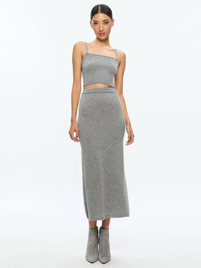 Alice Olivia ALISON KNIT TANK WITH DETACHABLE STRAPS Medium Heather Grey Women Tops