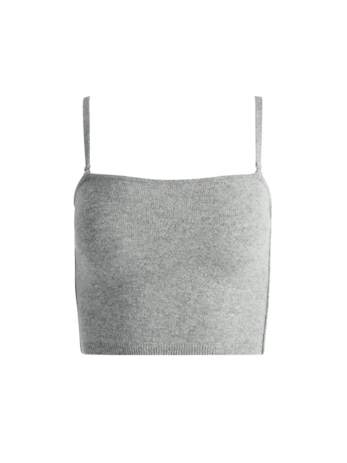 Alice Olivia ALISON KNIT TANK WITH DETACHABLE STRAPS Medium Heather Grey Women Tops
