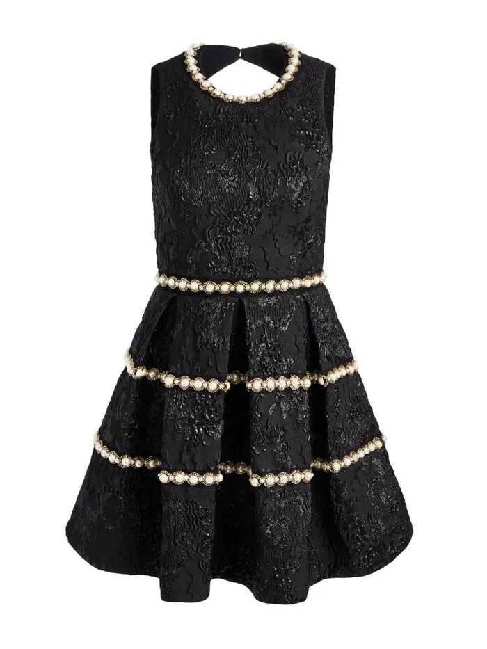 Alice Olivia ALISTAIR EMBELLISHED MINI GOWN Black Women Dresses